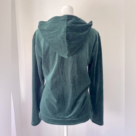 Vintage Y2K I&H Fashion Dark Teal Full Zip Hooded Lightweight Sweatshirt - Picture 4 of 6